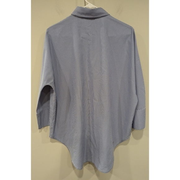 Essentiel Antwerp Blue and White Striped Button Down Shirt Size 10 - Picture 2 of 8